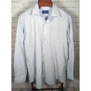 David Donahue Long Sleeve Dress Shirt Light Blue Men's Size XL